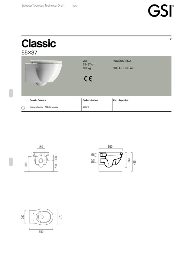 Λεκάνη Κρεμαστή - GSI Classic 871200C