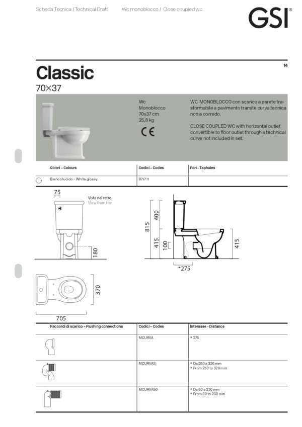 Λεκάνη Δαπέδου Χ.Π - GSI Classic 871700C