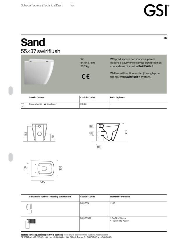 Λεκάνη Δαπέδου Υ.Π - GSI Sand Swirlflush 901000C