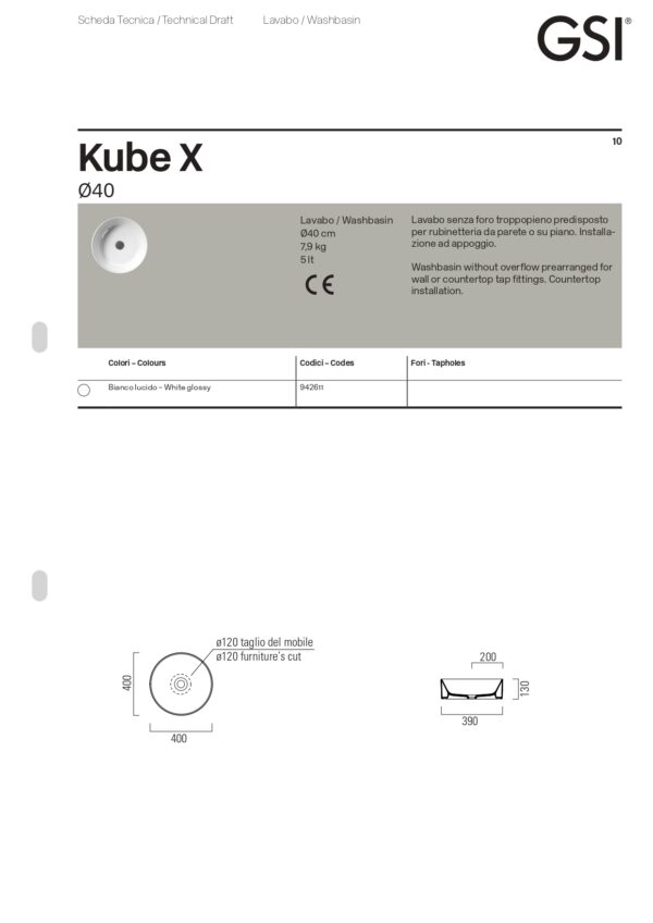 Νιπτήρας Επιτραπέζιος - GSI Kube-X Slim 9426