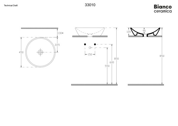 Νιπτήρας Επιτραπέζιος - Bianco Ceramica Lupo 33010