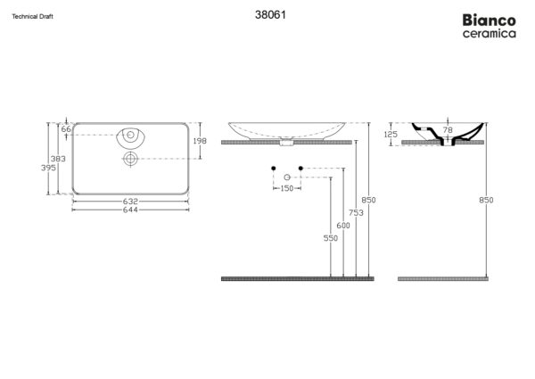 Νιπτήρας Επιτραπέζιος - Bianco Ceramica 38061