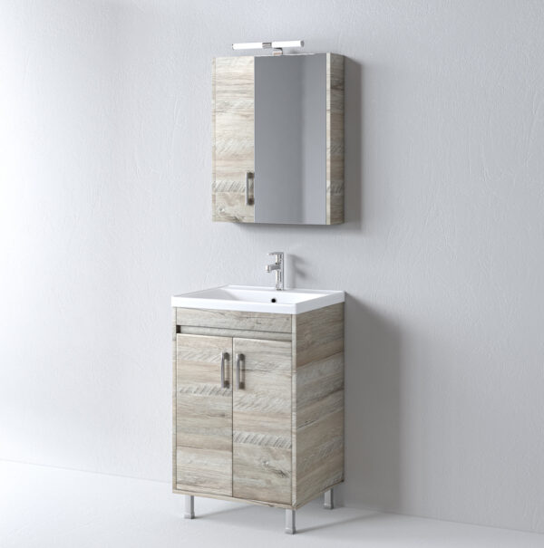 Σετ Έπιπλο Μπάνιου - SAVINA NATURAL OAK 55 9SSA055NO0W Πάγκος 51x44x83cm