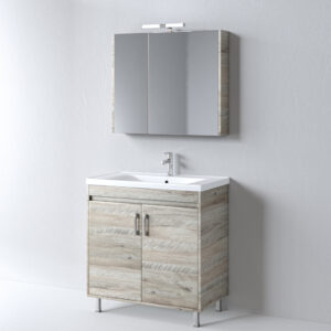 Σετ Έπιπλο Μπάνιου - SAVINA NATURAL OAK 80 9SSA080NO0W Πάγκος 77x44x83cm