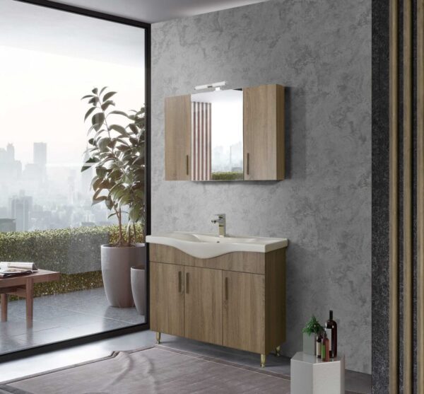 Σετ Έπιπλο Μπάνιου - SIENA SONOMA DARK 100 9SSI100SD0W Πάγκο 96x34x83cm