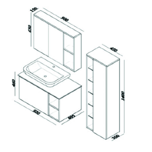 Σετ Έπιπλο Μπάνιου - RITHO LEGNANO 90 9SRI090LE0 Πάγκο 92×49,5x46cm