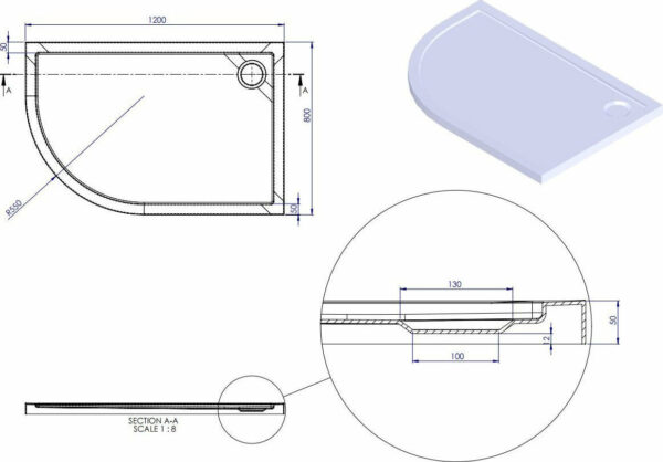 Ντουζιέρα Ακρυλική - Sirene Εxtra flat EQ12080-300-1/2
