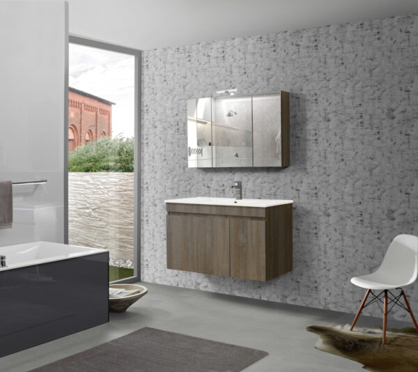 Σετ Έπιπλο Μπάνιου - OMEGA GREY OAK 100 9SOM100GOΝW Πάγκο 97x44x60cm