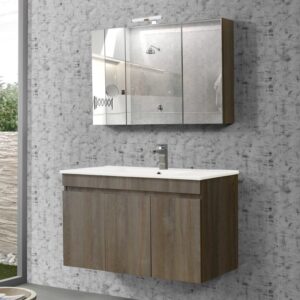 Σετ Έπιπλο Μπάνιου - OMEGA GREY OAK 100 9SOM100GOΝW Πάγκο 97x44x60cm