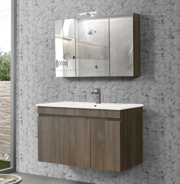 Σετ Έπιπλο Μπάνιου - OMEGA GREY OAK 100 9SOM100GOΝW Πάγκο 97x44x60cm
