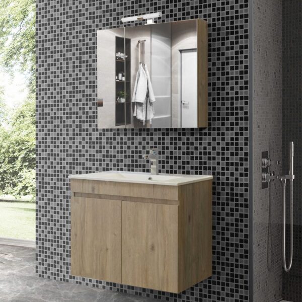 Σετ Έπιπλο Μπάνιου - OMEGA BEIGE OAK 75 9SOM075BONW Πάγκο 72x44x60
