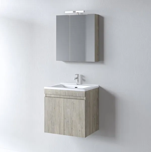 Σετ Έπιπλο Μπάνιου - OMEGA BEIGE OAK 65 9SOM065BONW Πάγκο 62x44x57cm