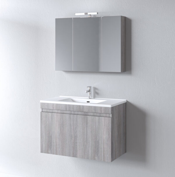 Σετ Έπιπλο Μπάνιου - OMEGA GREY OAK 120 9SOM120GOW Πάγκο 120x46x60 με μια γούρνα