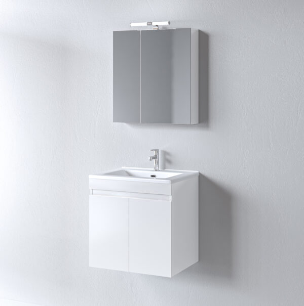 Σετ Έπιπλο Μπάνιου - OMEGA WHITE 65 9SOM065GLNW Πάγκο 62x44x57cm
