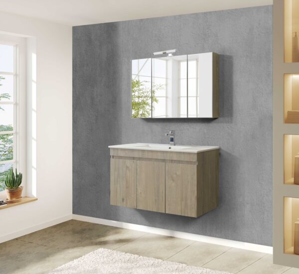 Σετ Έπιπλο Μπάνιου - OMEGA BEIGE OAK 100 9SOM100BONW Πάγκο 97x44x60cm