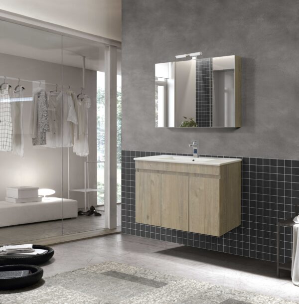 Σετ Έπιπλο Μπάνιου - OMEGA BEIGE OAK 85 9SOM085BO0W Πάγκο 82x44x60