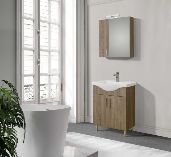 Σετ Έπιπλο Μπάνιου - SIENA SONOMA DARK 65 9SSI065SD0W Πάγκο 61x34x83cm